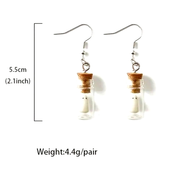 Ghost in a bottle dangle earrings NWT - Picture 3 of 8